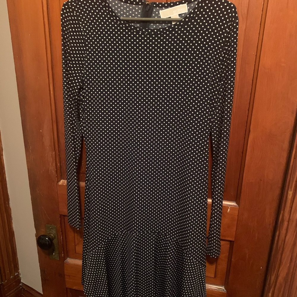 Michael Kors Polka Dot Long Sleeve Dress
